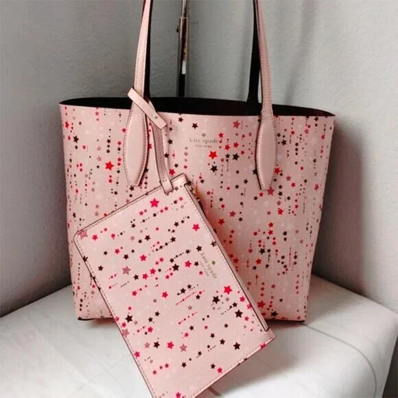 S Kate Spade Twinkle Reversible Tote Purple Pouch Pink K4743 NWT $299 MSRP - Picture 8 of 9